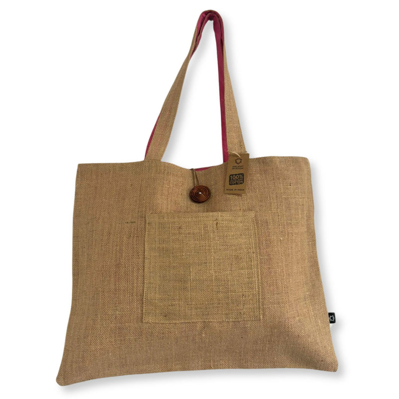 Jute & Cotton Reversible Big Bag - Pink product image