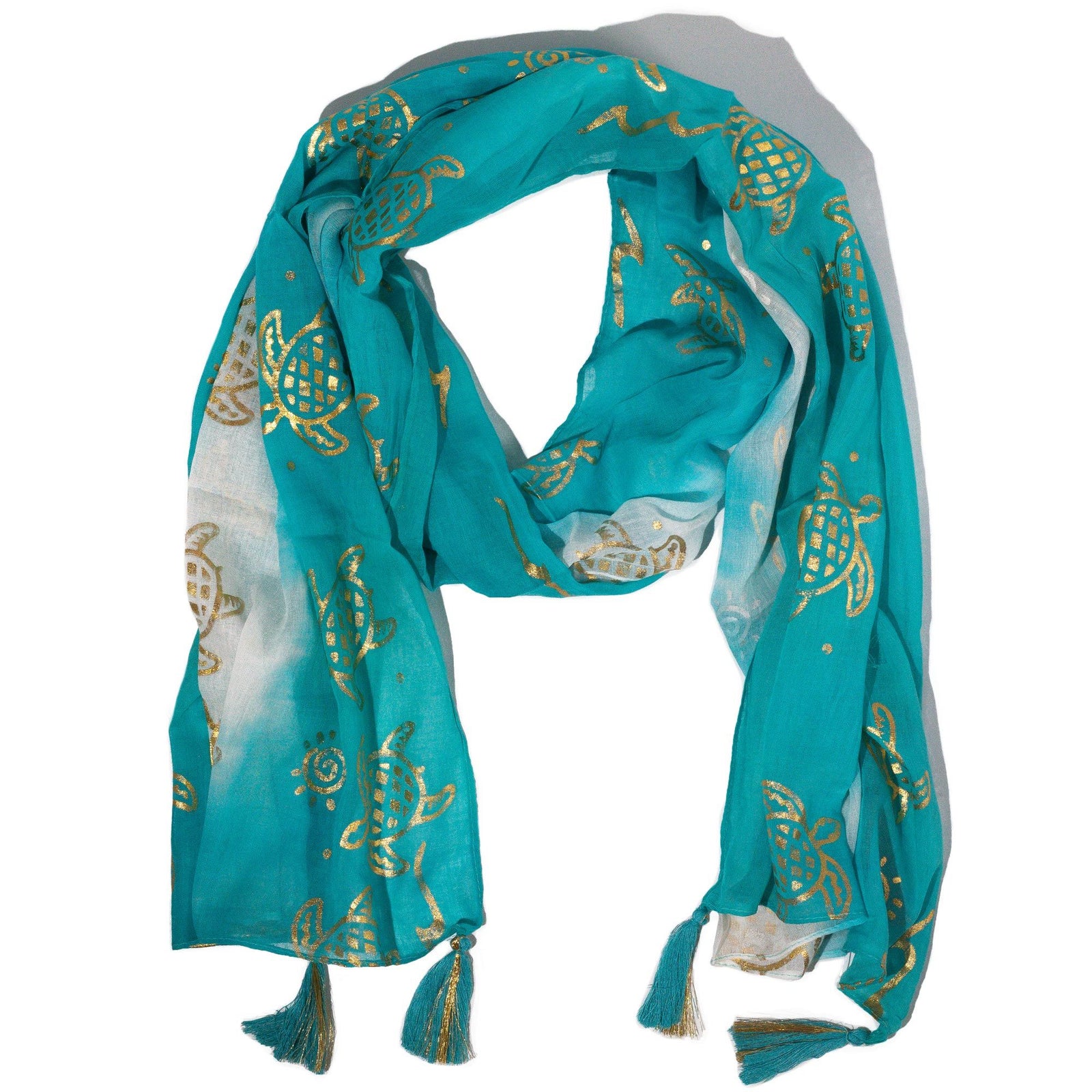 Nomad Sari Summer Turtle Print Scarf – Turquoise (180×50 cm) product image