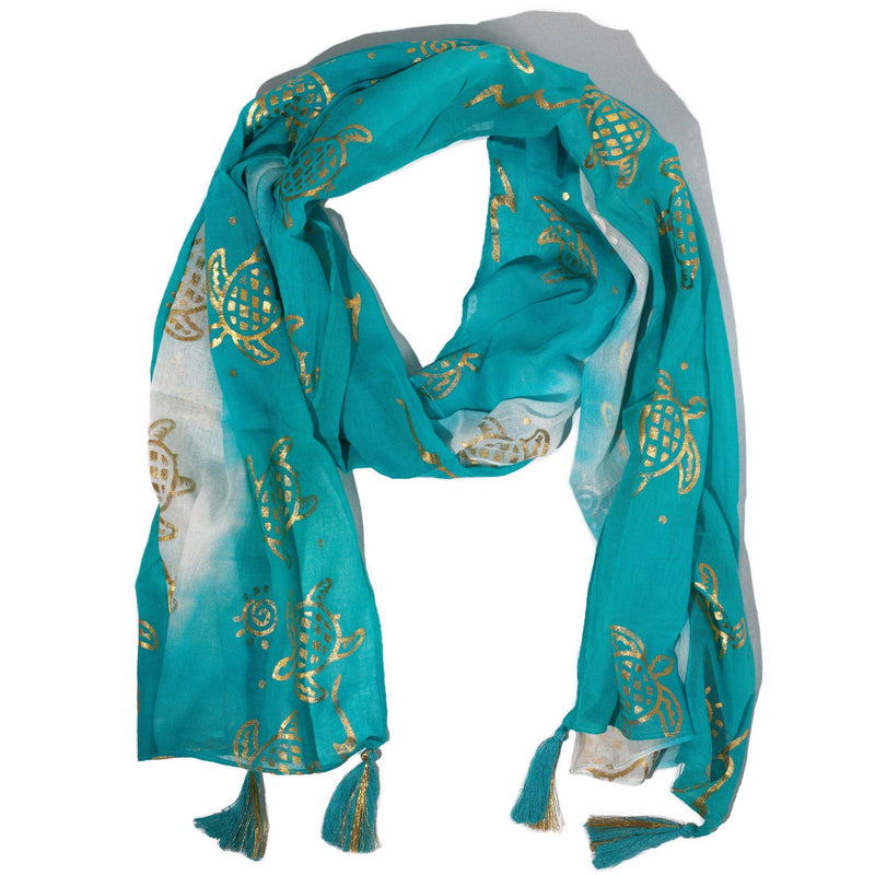 Nomad Sari Summer Turtle Print Scarf – Turquoise (180×50 cm) product image