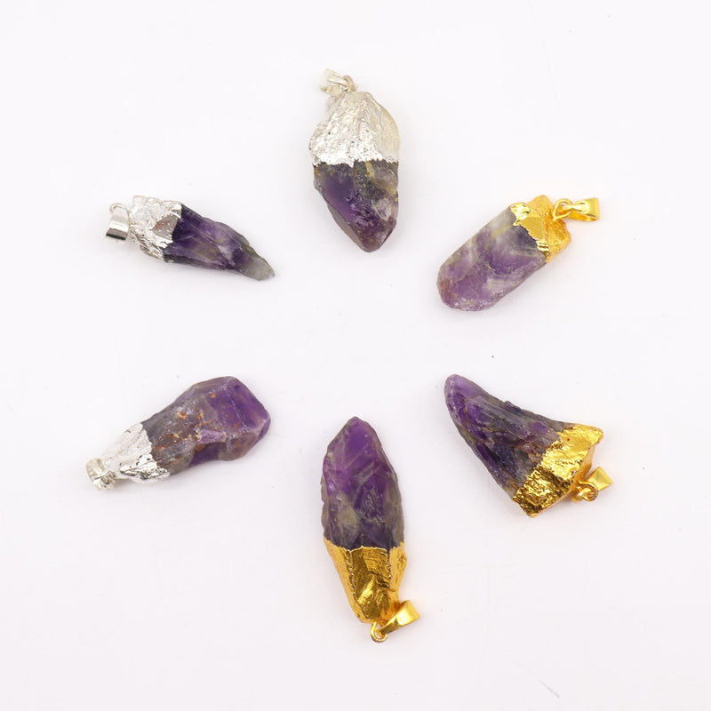 Gemstone Amethyst Gold & Silver Plated Pendants (6 assorted) product image