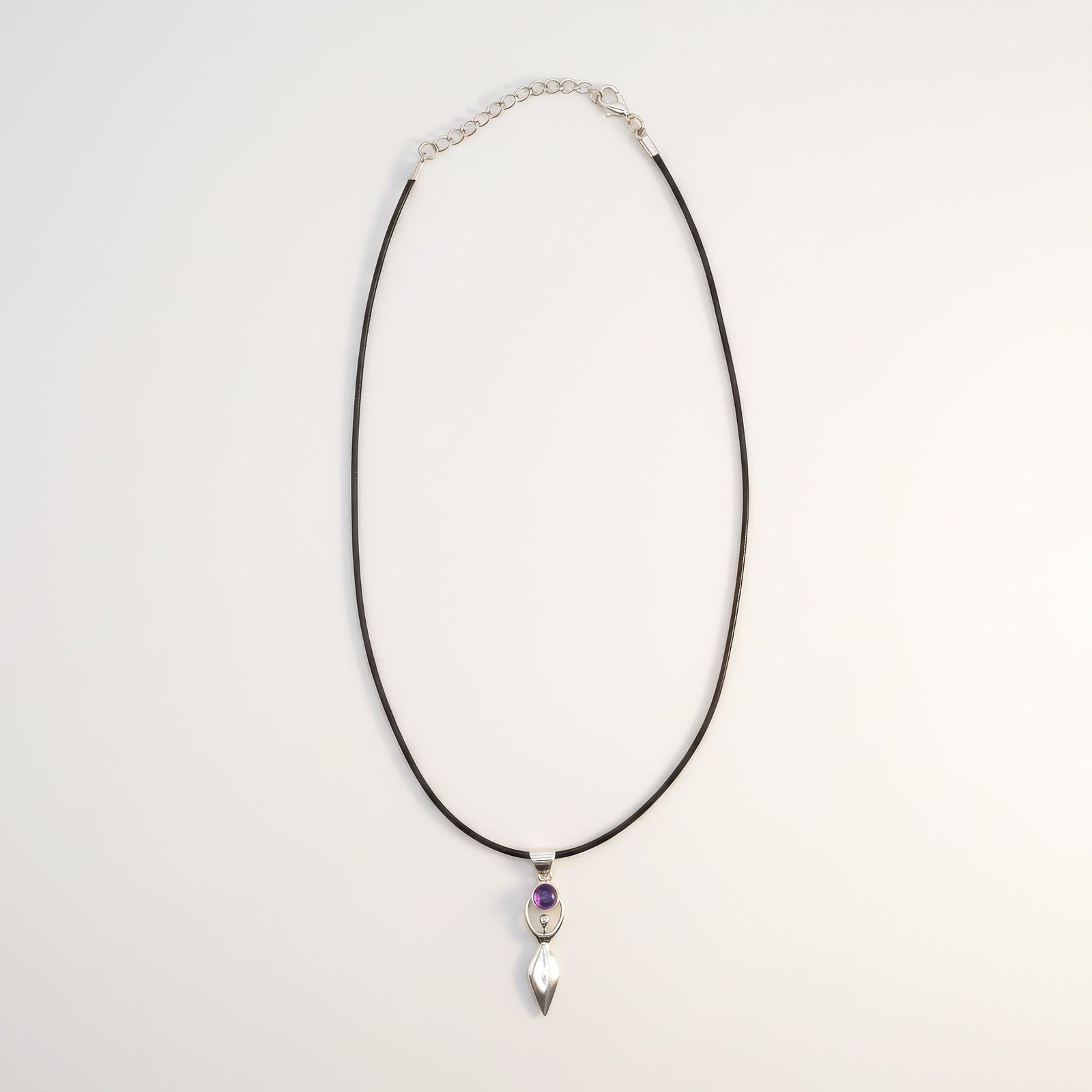 Indian Devotional Pendant - Silver Plated (45cm Cord)- Goddess Amethyst product image