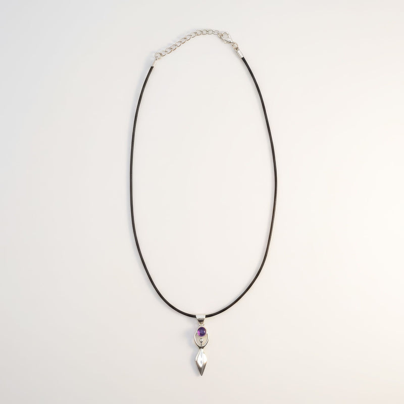 Indian Devotional Pendant - Silver Plated (45cm Cord)- Goddess Amethyst product image