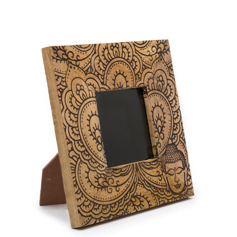 Small Mango Wood Picture Framel (for 10x10cm) 20x20x2cm - Buddha - Black product image
