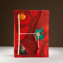 Lokta Bold Floral Notebook – Large (21x15cm) – 45 Leaves – Includes Bookmark – Ruby product image 4