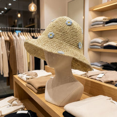 Nomad Sari Floppy Straw Sun Hat - Beige & Blue Flowers product image 7