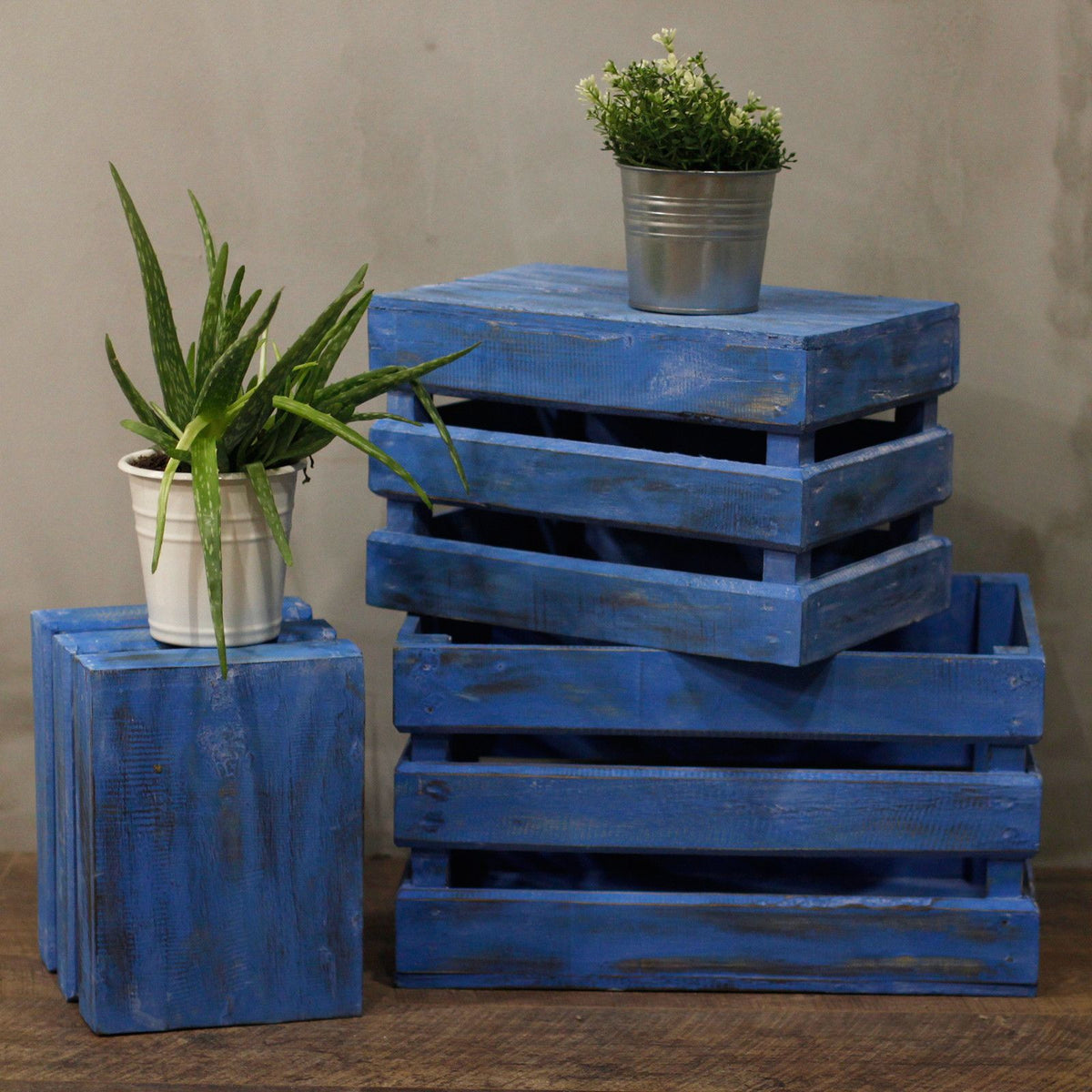 Wooden Storage Crates – Bluewash (Set of 3) product image 2