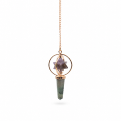 Cosmic Navigator- Two Piece Spinning Merkaba Star in Copper Pendulum - Amethyst & Labradorite product image 2