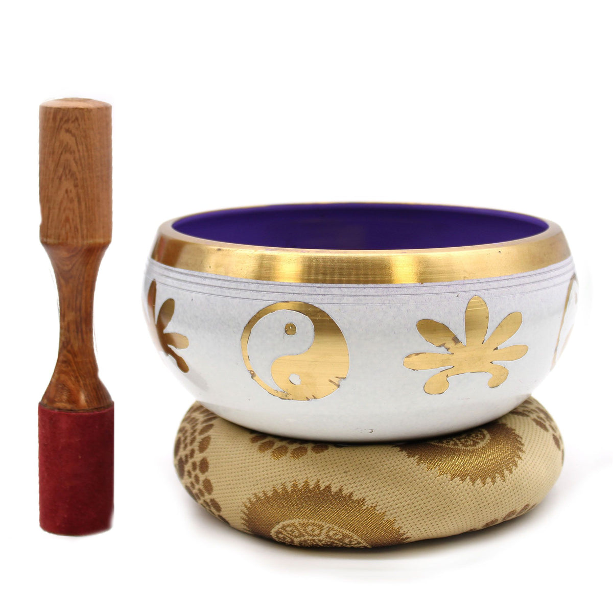 Lrg Yin & Yang Singing Bowl Set- White/Purple 14cm product image 3