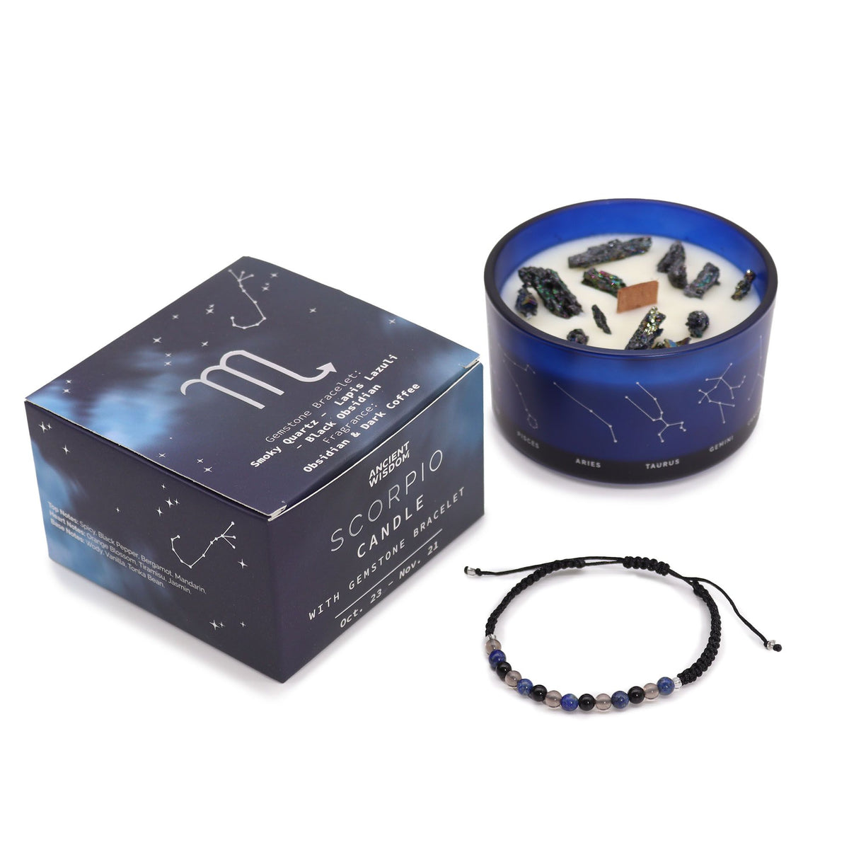 Zodiac Crystal Candle with Gemstone Bracelet - Scorpio product image 3