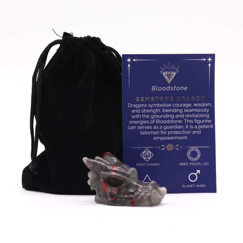 Gemstone Small Dragon Head- Bloodstone product image
