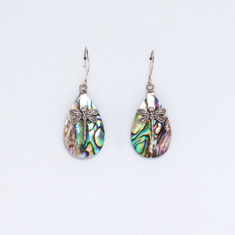Shell & Silver Earrings - Dragonflies - Abalone product image