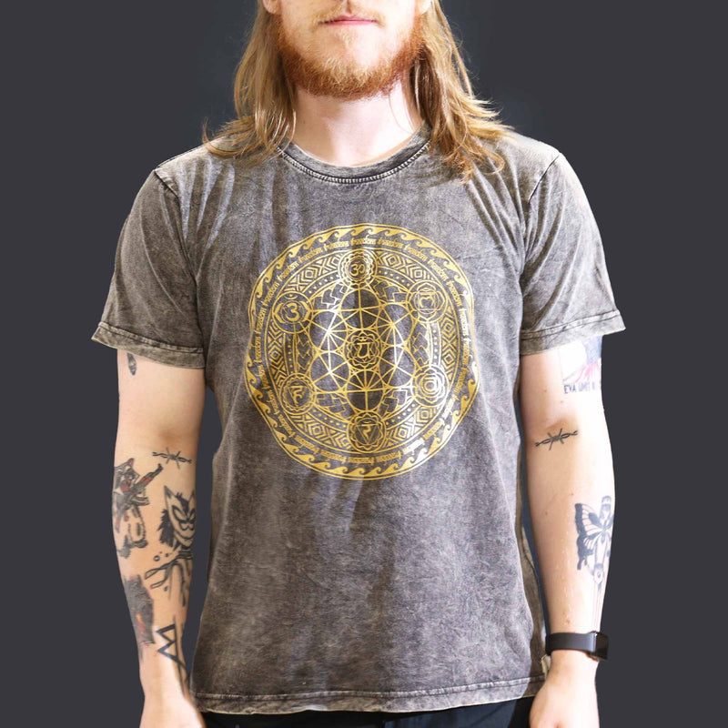 Nomad Sari Stonewashed Cotton T-Shirt – Chakra – Dark Grey – Large product image