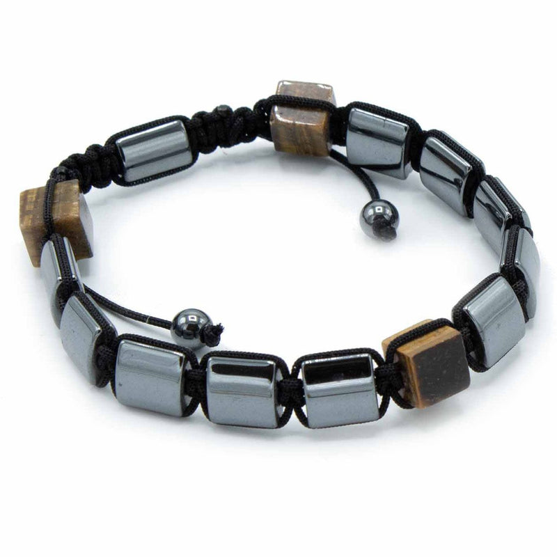 Magnetic Hematite Shamballa Bracelet - Tiger Eye Cuboids product image