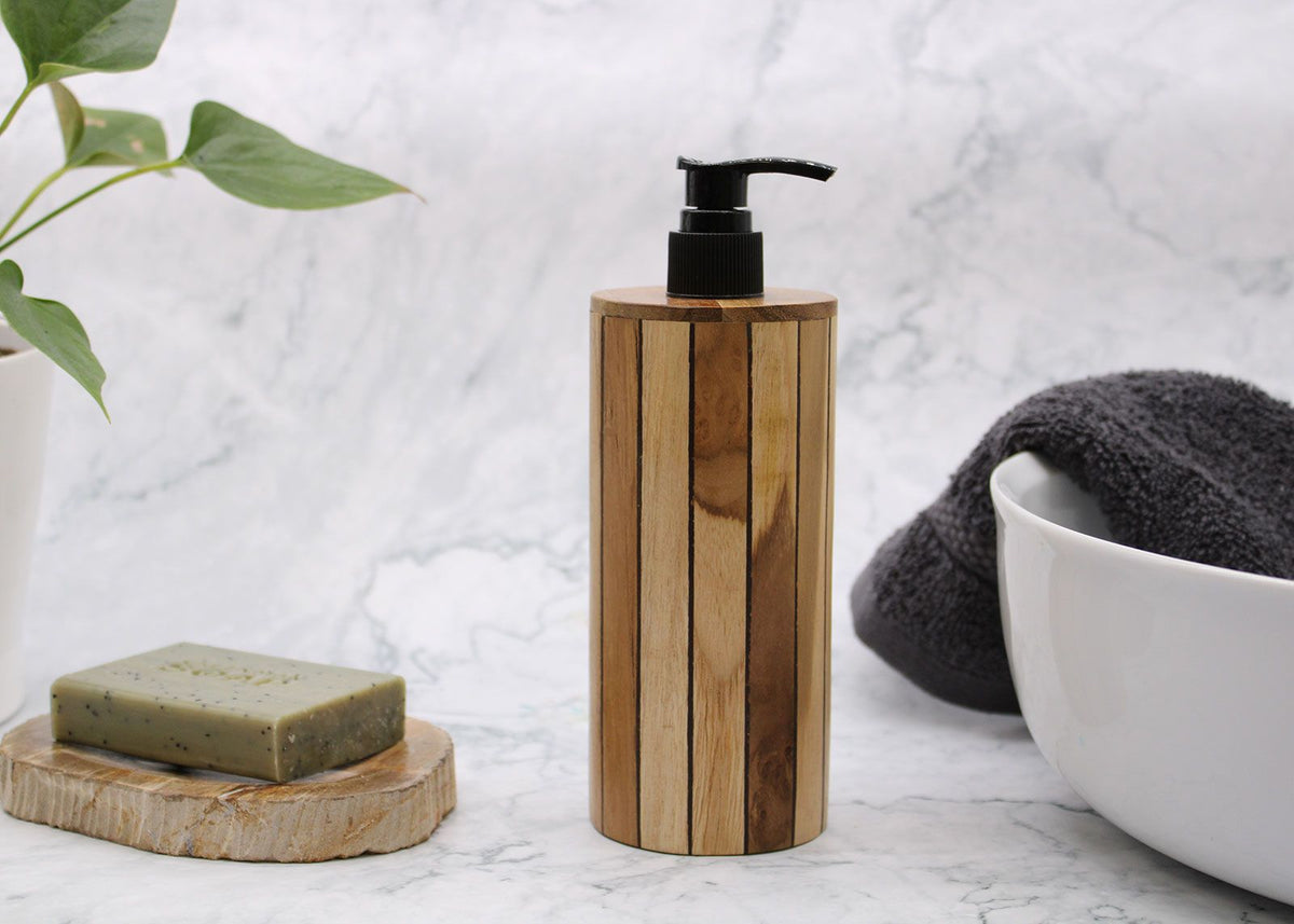 Natural Teakwood Soap Dispenser - Round product image 2
