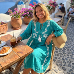 Nomad Sari On the Med Collection - Dress - Turquoise with Embroidery & Tassel (M-L) product image