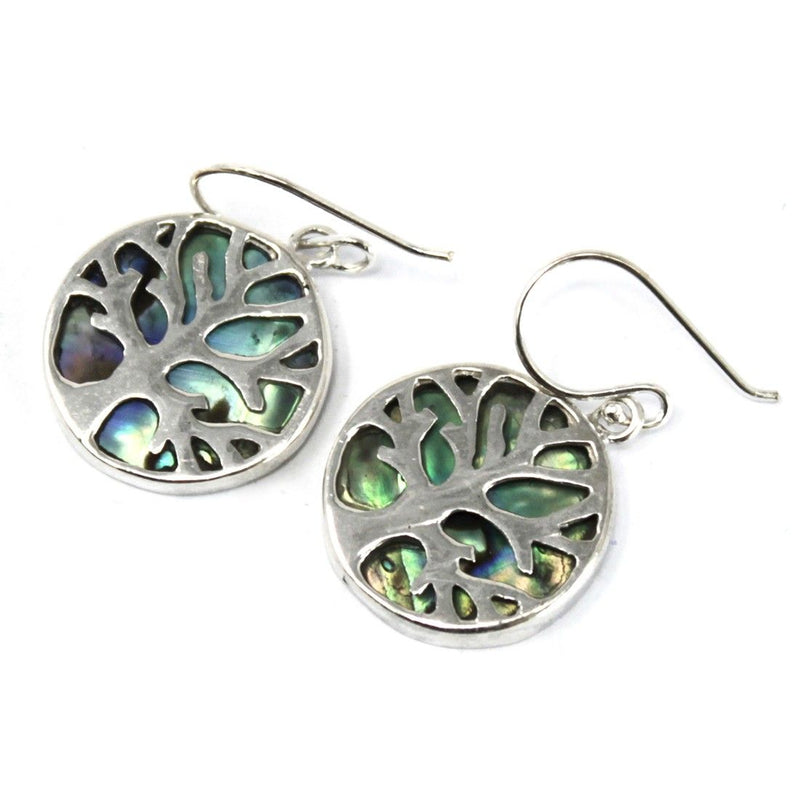 Tree of Life Silver Earrings 15mm - Abalone product image