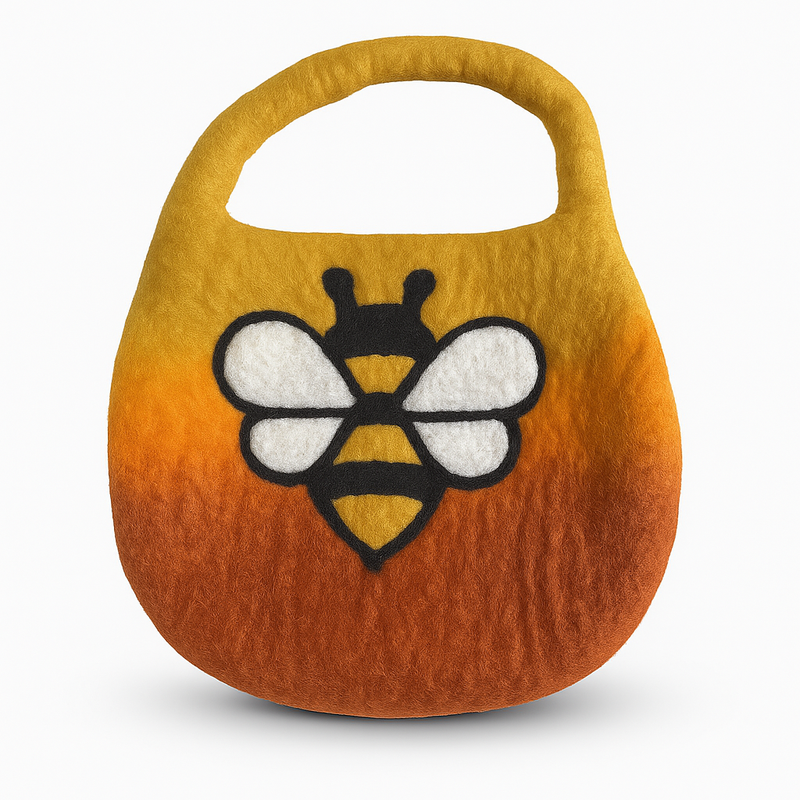 Water Felted Bee Bag - One Handle with Magnet - Sunrise Orange product image