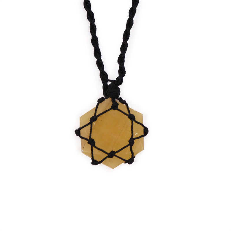 Laced Gemstone Hexagon Pendant - Yellow Quartz product image