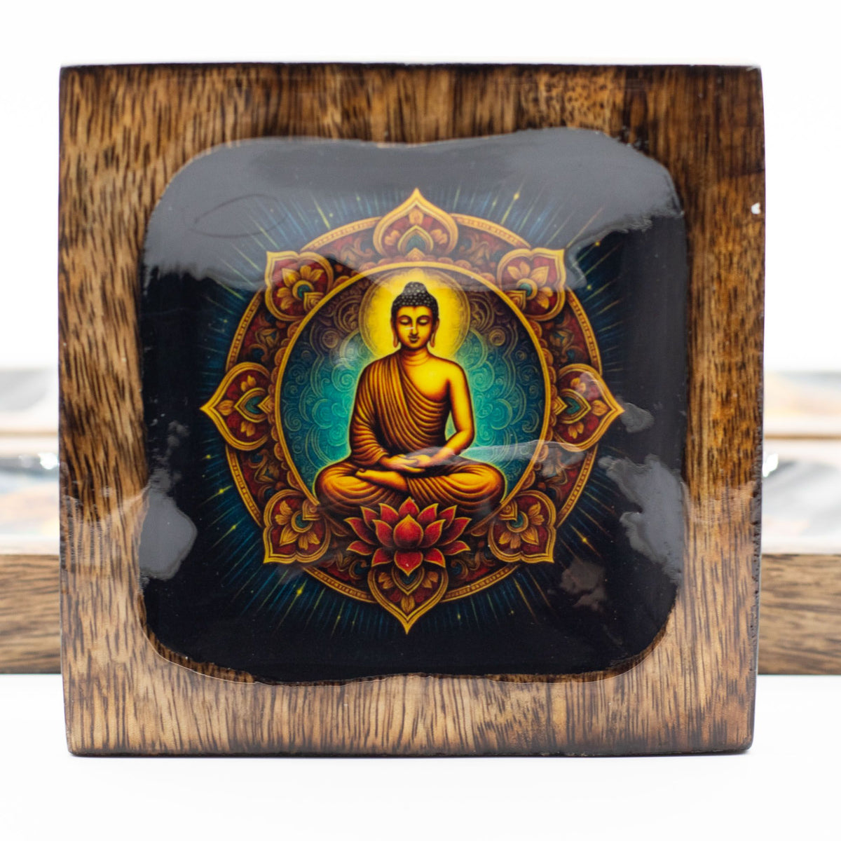 Lrg Enamelled Mango Tray Set - Buddha product image 3