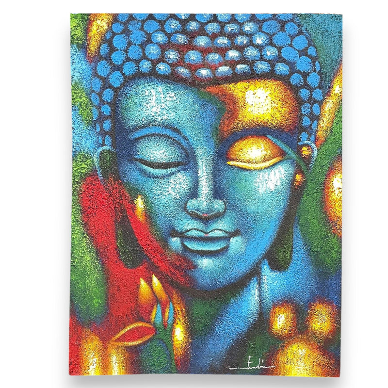 Buddha Painting - Blue & Gold Flower 75x55cm product image