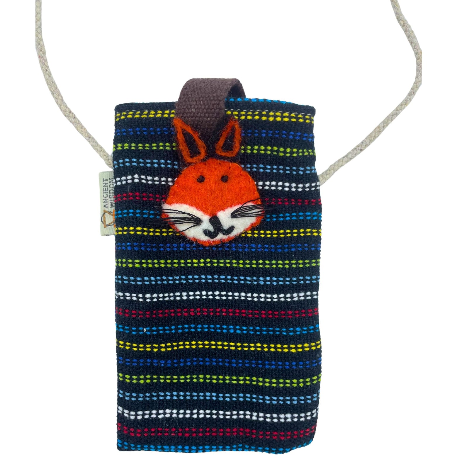 Phone Holder Bag Black and Multi - fox decor product image