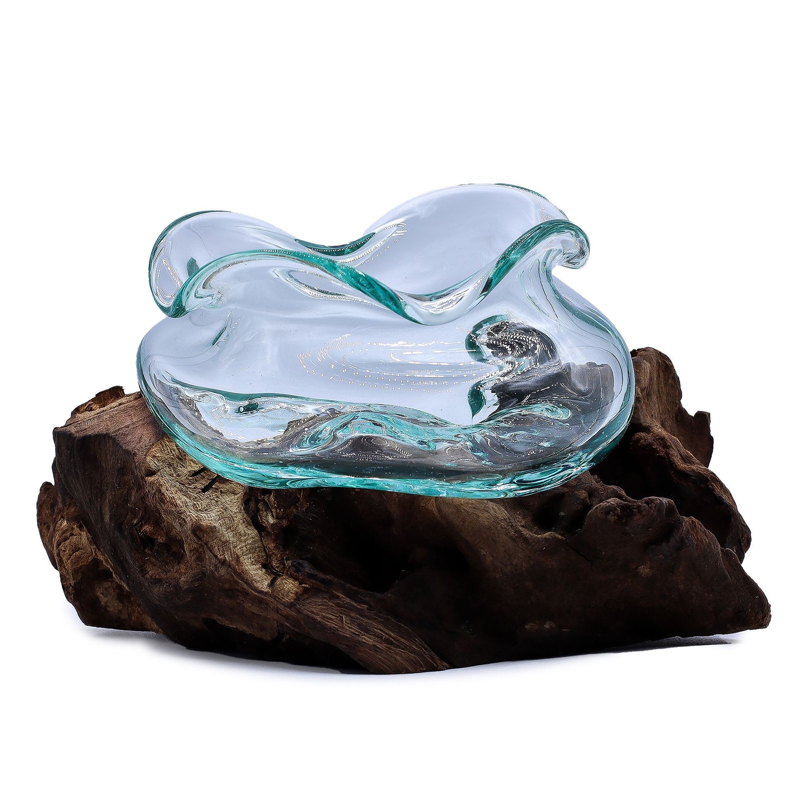 Molten Glass Wavy Bowl on Wood 18cm product image