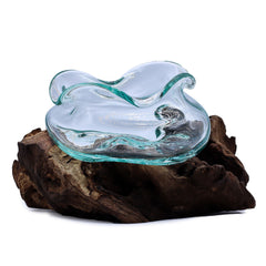 Molten Glass Wavy Bowl on Wood 18cm product image