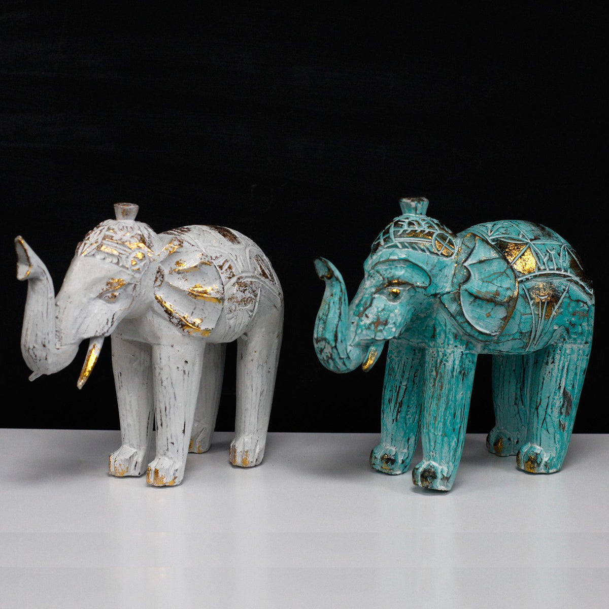 Wood Carved Elephant - White Gold product image 8