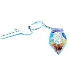 Orgonite Power Keyring - Gemstone Chakra Hamsa product image 5