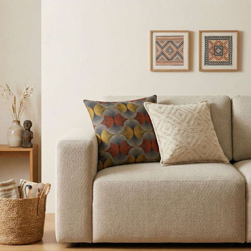 Classic Cushion Cover - Neutral Geo Creme - 45x45cm product image