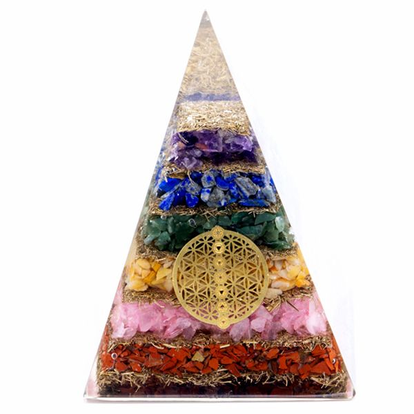 Orgonite Pyramid - Seven Chakra Flower of Life - 70 mm product image