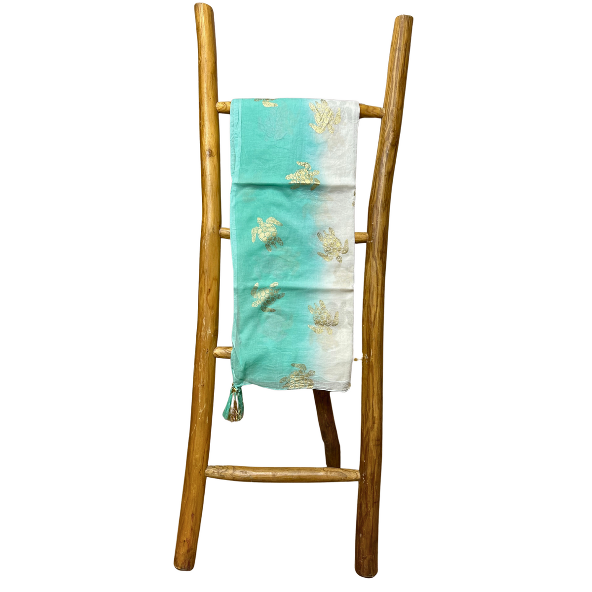 Nomad Sari Pareo – White & Turquoise with Gold Turtle Print product image 2