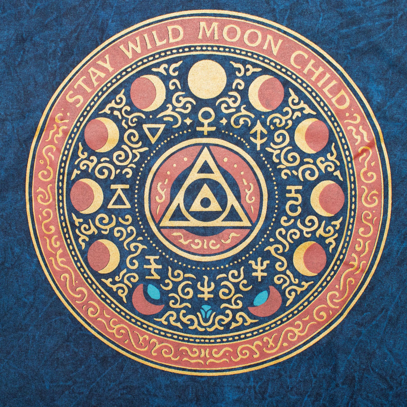 Nomad Sari Stonewashed Cotton T-Shirt - Stay Wild Moon Child - Blue - Medium product image