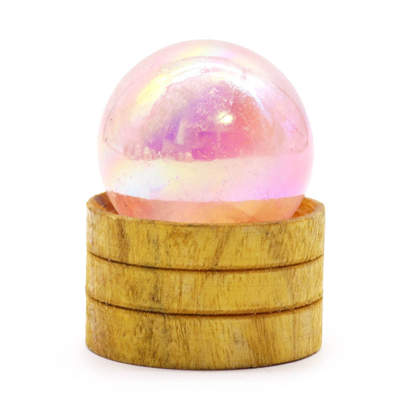 Gemstone Sphere 40mm - Rose Quartz Titanium Aura with Stand product image