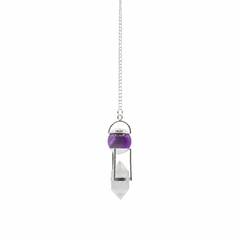 Seeker of Truth - Double Power Pendulum - Amethyst Globe - Clear Quartz Double Terminated product image 2