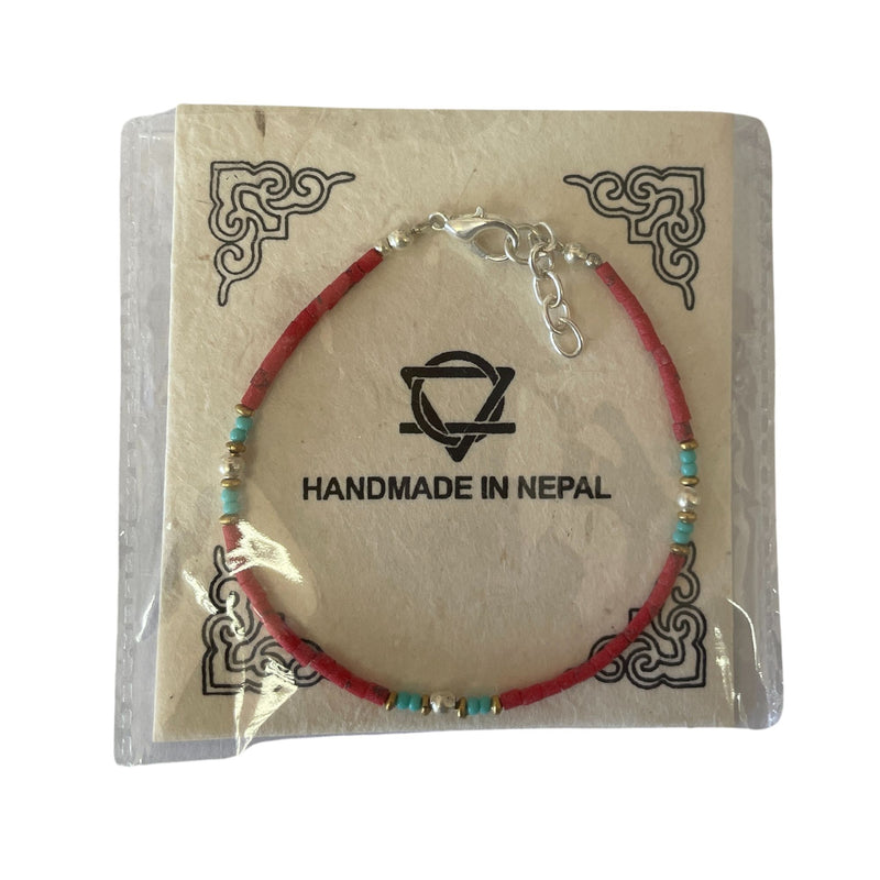 Nepalese Extra Fine Gem Bracelet - Coral Tribal Bead product image