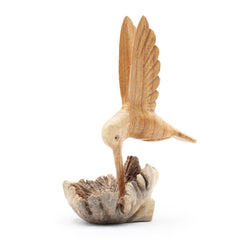 Handmade Parasite Wood Art Carving - Nectar Drinking Hummingbird product image 3