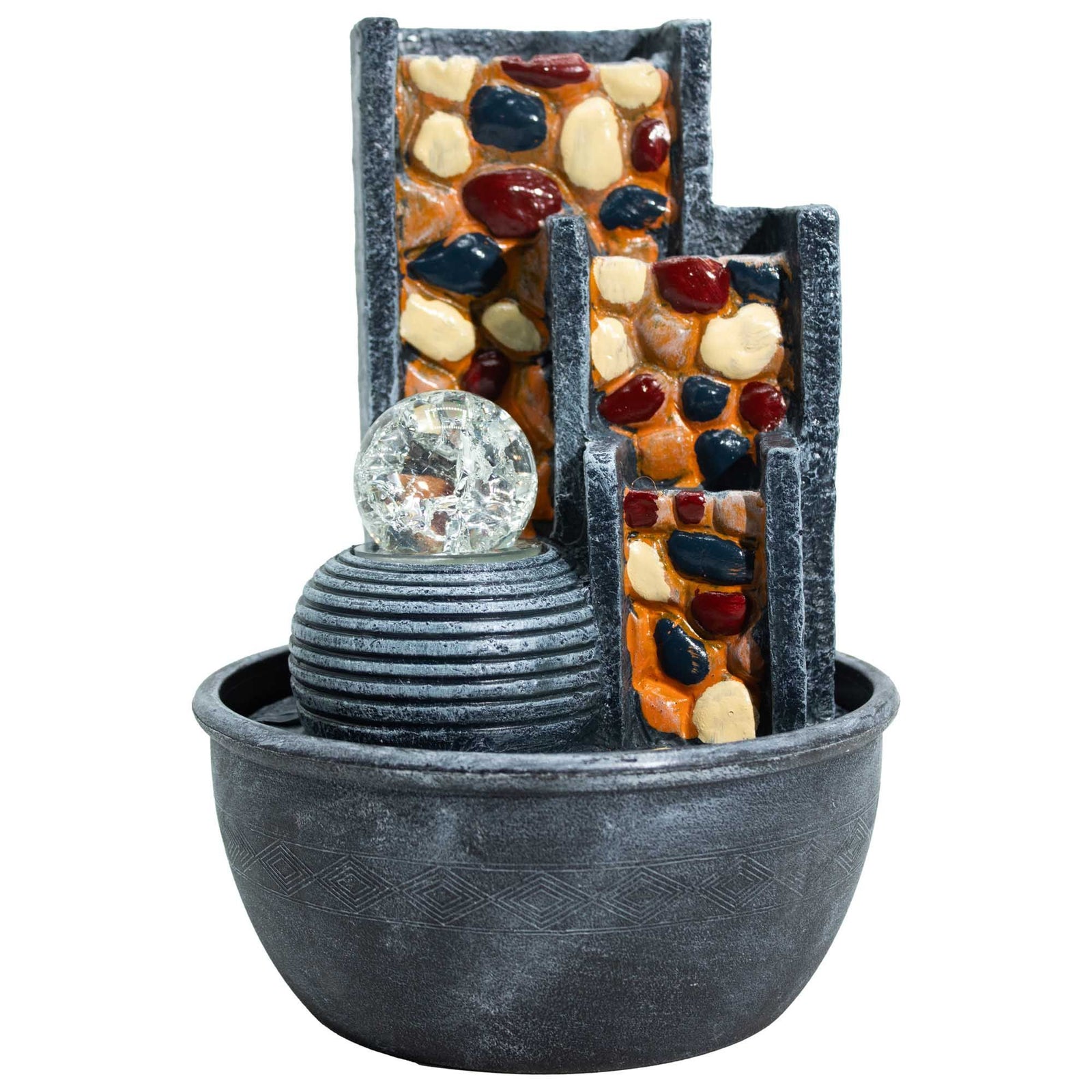 Pebble Wall Tabletop Water Feature with Crystal Ball (19x19x28cm) product image
