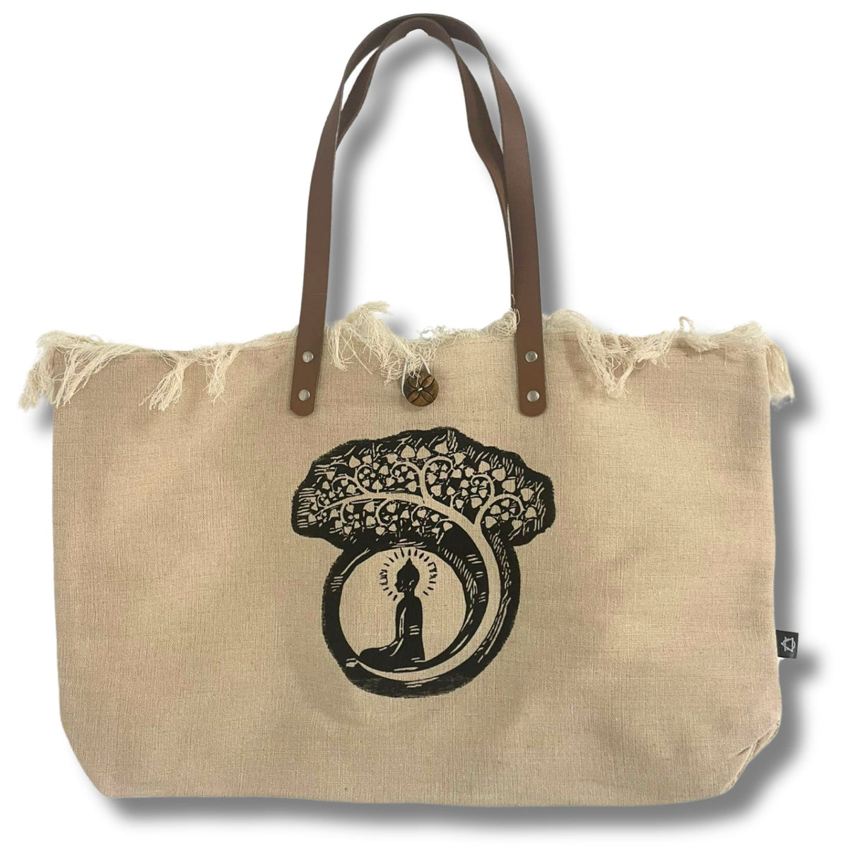 Natural Tote Bag with Leather Handle - Buddha - product image 4