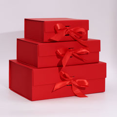 Flat Pack Gift Box - Medium Square (20x18.2x8cm) - Red product image 4