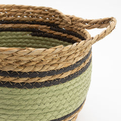 Cotton & Seagrass Large Baskets - Natural Black & Green- Set of 3 product image 5