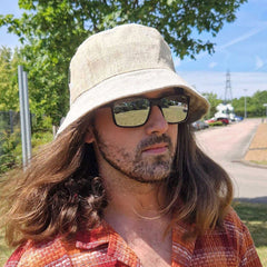 Patched Hemp & Cotton Boho Festival Hat - Natural product image 5