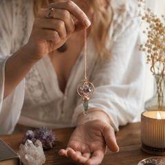 Cosmic Navigator- Two Piece Spinning Merkaba Star in Copper Pendulum - Amethyst & Labradorite product image 3