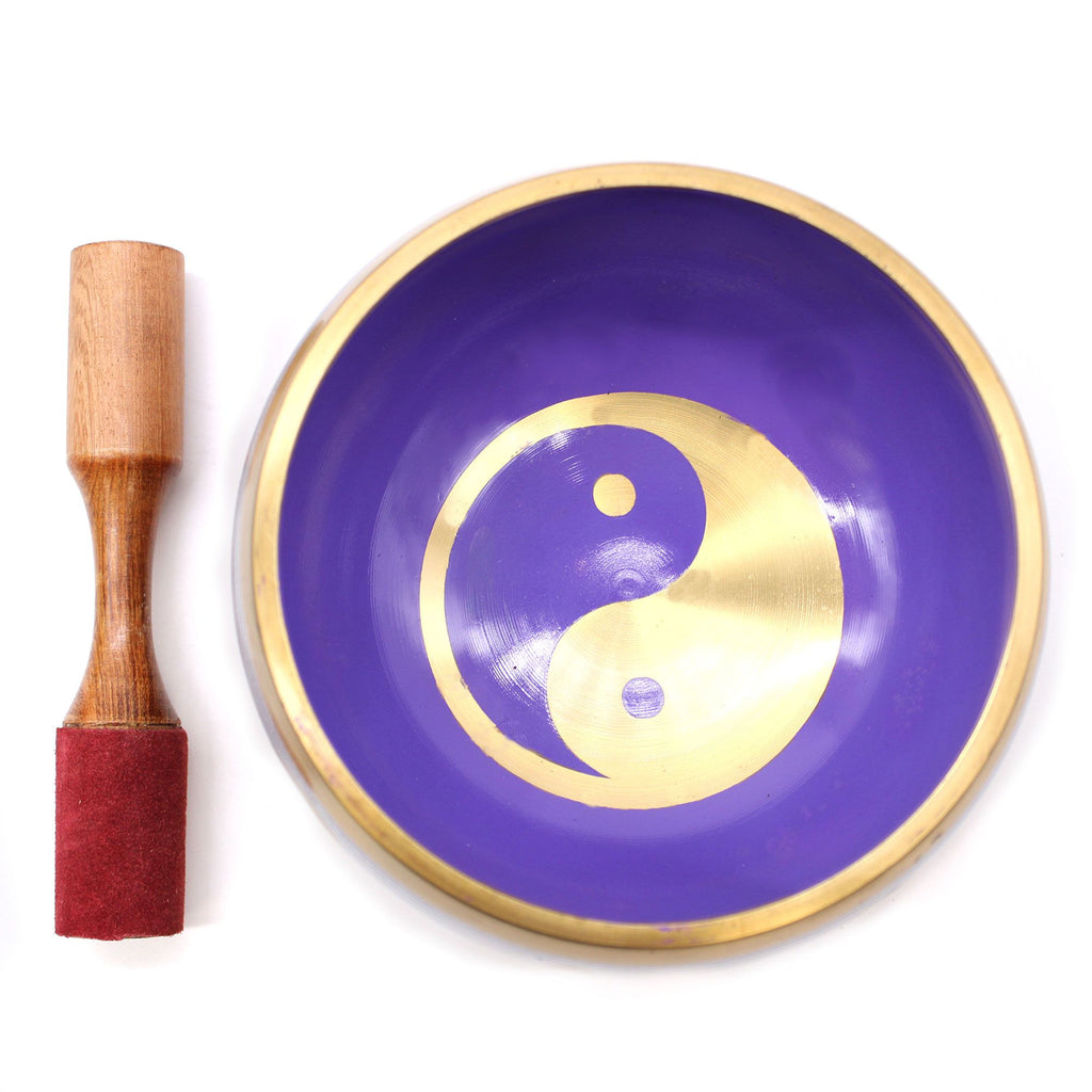 Lrg Yin & Yang Singing Bowl Set- White/Purple 14cm product image 4
