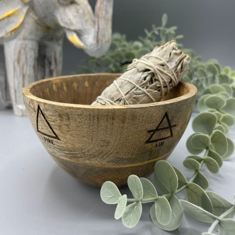Wooden Smudge and Ritual Offerings Bowl - Four Elements - 11x7cm product image