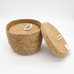 Seagrass & Cotton Round Baskets with Lids - Natural - Set of 3 product image 6