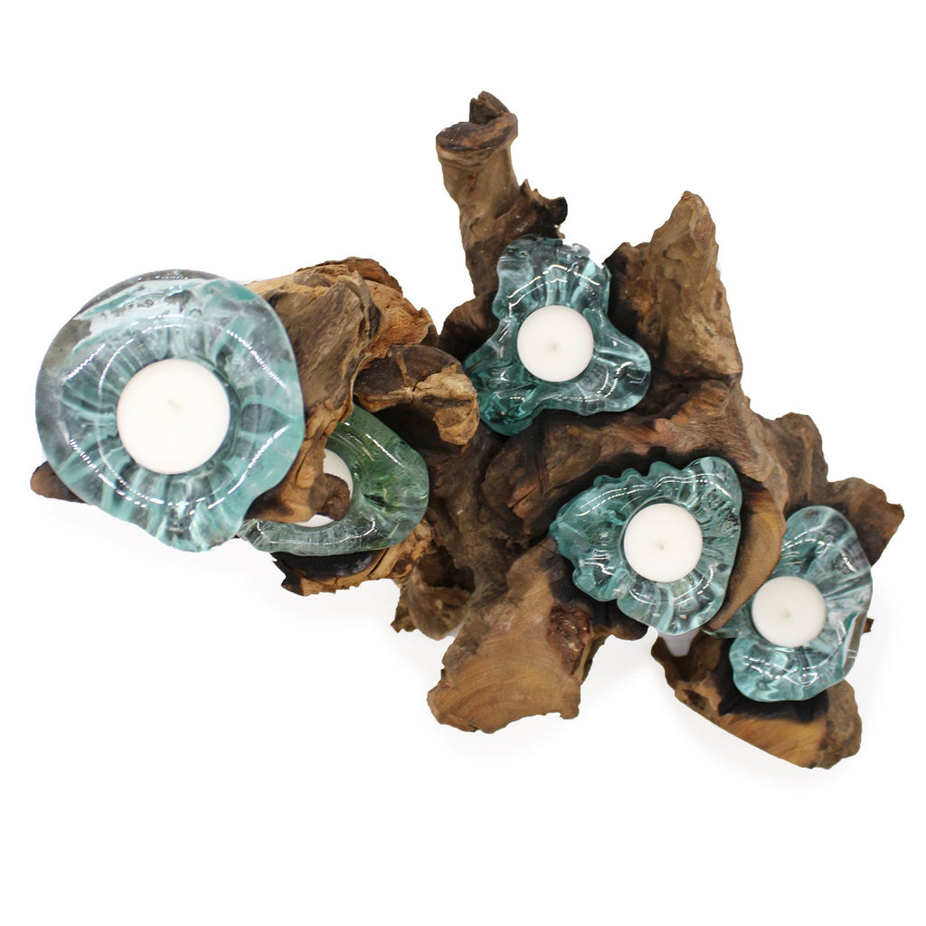 Molton Glass Five Candle Holder on Wood product image 11