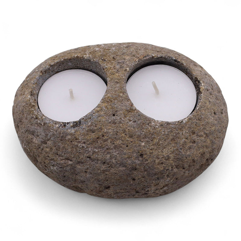 Natural Riverstone Candle Holder - Double Nightlight product image