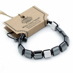 Magnetic Hematite Shamballa Bracelet - White Jasper Cuboids product image 2