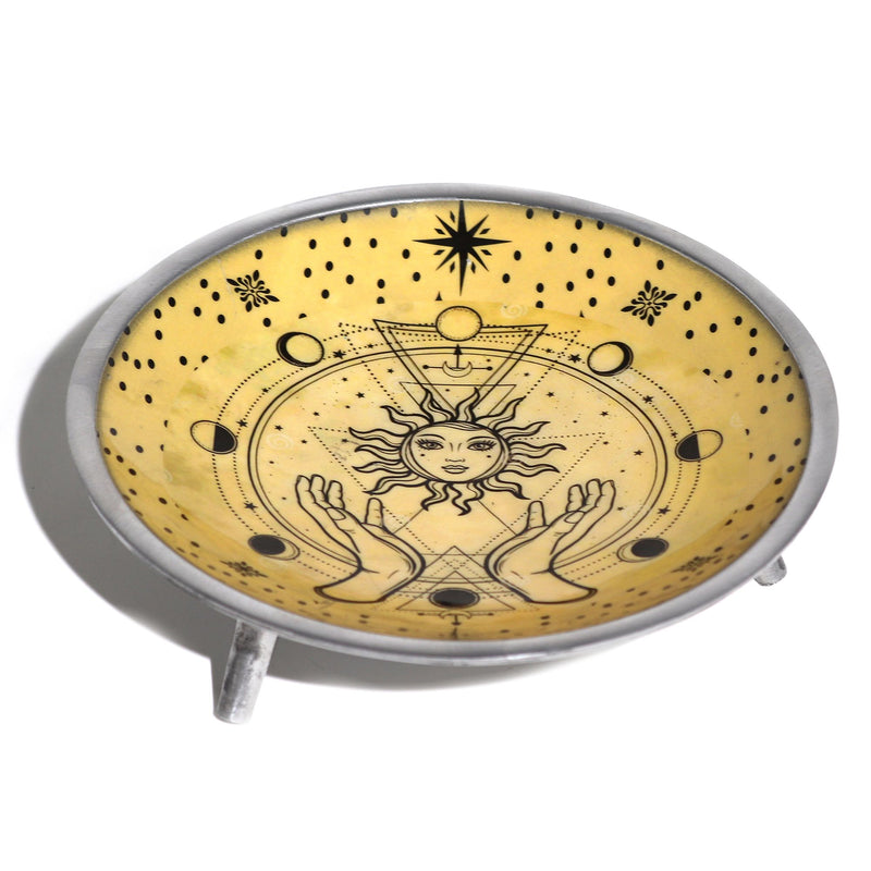Triple Leg Enamelled Offering Plate - Hands & Sun product image